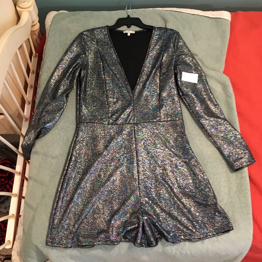 Charlotte Russe Metallic Long Sleeve romper